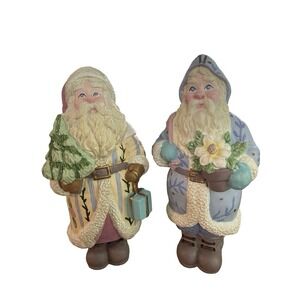 Living Quarters‎ Pastel pink blue santa resin figure lot 8 inches tall